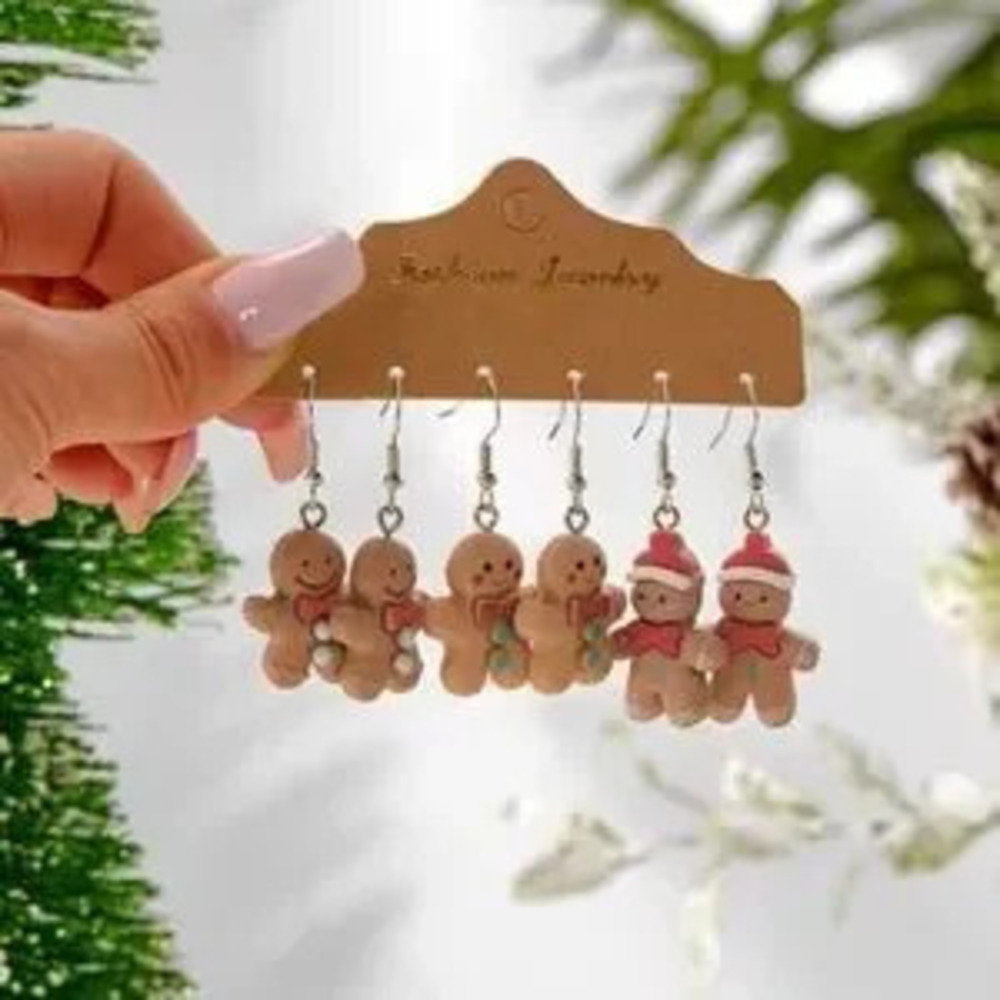 Gingerbread Christmas Earrings Set